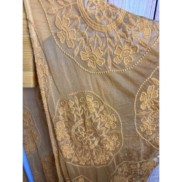 Lace Embroidered Duster Tunic Length Golden Brown One Size - Picture 2 of 4